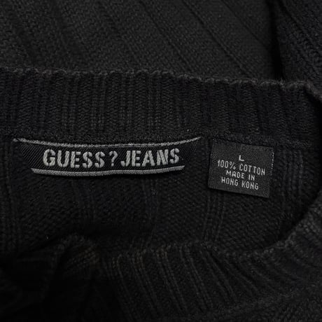 【USED】90's GUESS JEANS Ribbed Cotton V-Neck Knit with Pocket