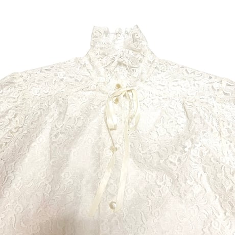 【USED】80's-90's WHITE LACE BLOUSE
