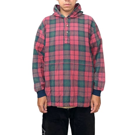 【USED】90'S L.L.BEAN PLAID COTTON HOODIE