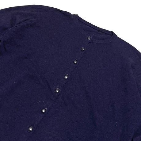 【USED】70'S COVERED BUTTON KNIT CARDIGAN NAVY