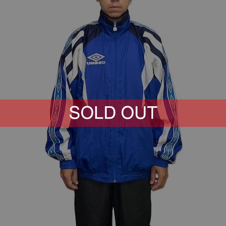 【USED】90'S UMBRO POLY TRACK JACKET BIG LOGO BLUE