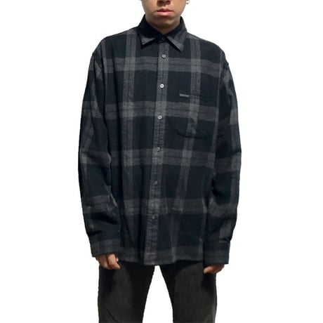 【USED】90'S  CALVIN KLEIN CHECK SHIRT BLACK