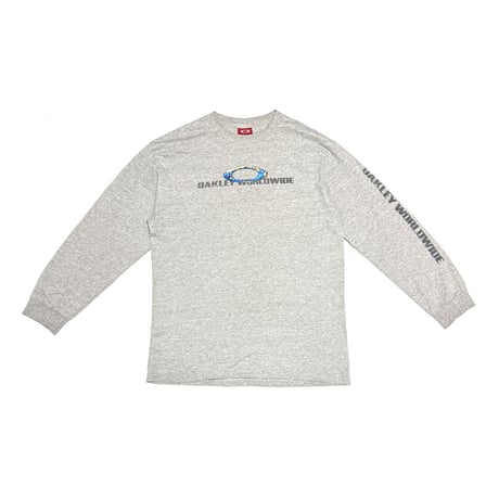 【USED】00's OAKLEY "WORLDWIDE" Ellipse Globe Graphic L/S T-Shirt