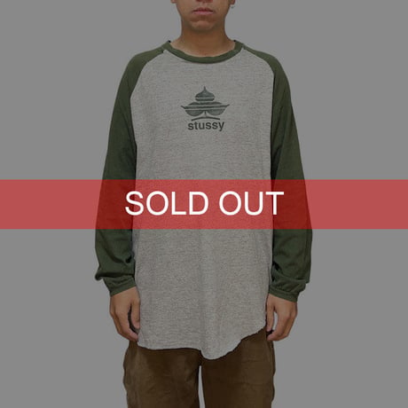 【USED】90'S OLD STUSSY CLOVER LOGO RAGLAN SLEEVE L/S T-SHIRT