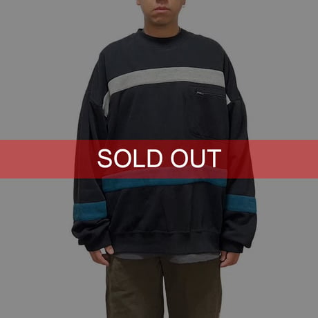 【USED】90'S OVERSIZED ZIP-POCKET SWEATSHIRT