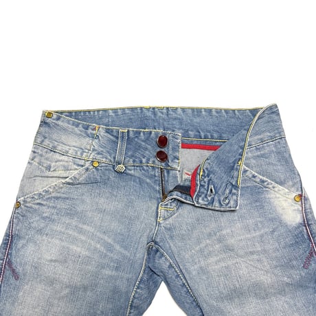 【USED】00's EURO Levi’s Double Red Button Twisted Low Flare Jeans