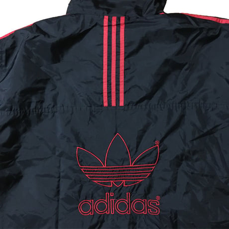 【USED】90'S ADIDAS NYLON JACKET BLACK × RED