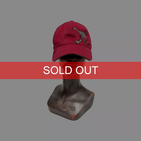 【USED】00's OAKLEY Skull Icon Distressed Red Cap