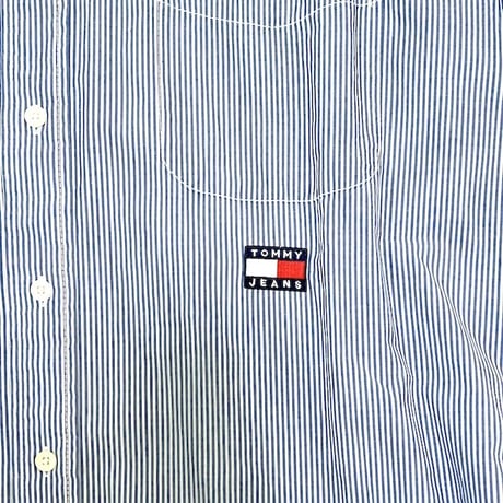 【USED】90'S-00'S TOMMY JEANS CHECK & STRIPE SWITCHING SHIRT