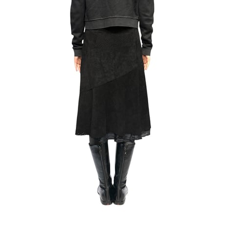 【USED】00's Hougnton's Asymmetrical Perforated Suede Leather Skirt