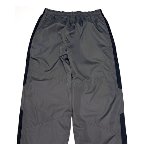 【USED】00's NIKE 2-TONE COLOR POLY TRAINING PANTS GRAY × BLACK