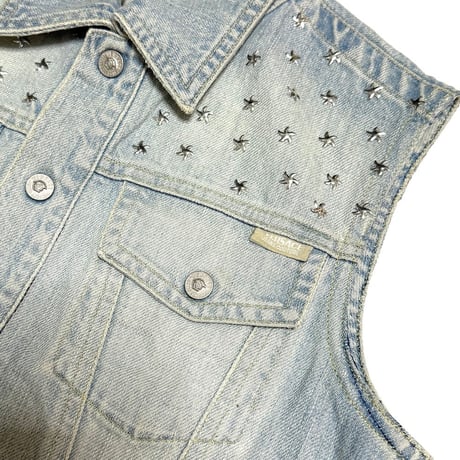 【USED】90's-00's VERSACE JEANS COUTURE Starfish Studded Denim Vest