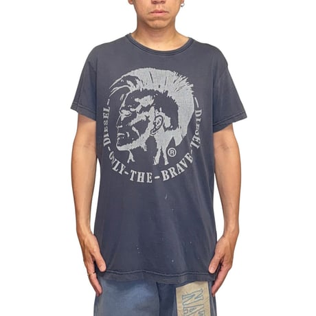 【USED】90's DIESEL “ONLY THE BRAVE” Mohawk Graphic T-shirt