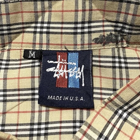 【USED】90'S BOOTLEG STUSSY NOVA CHECK B.D SHIRT