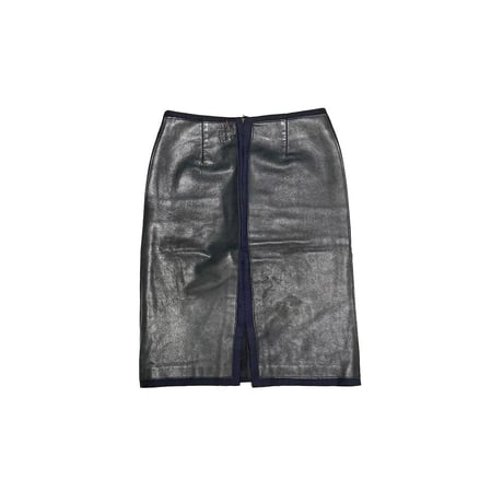 【USED】00's A.F.VANDEVORST Blackwatch Wool × Leather Panel Skirt