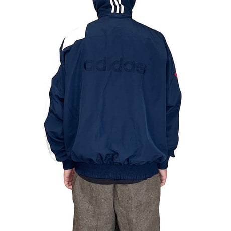 【USED】80'S ADIDAS COTTON POLY TRACK JACKET with HOOD