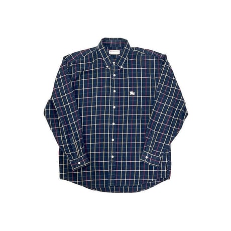 【USED】90'S BURBERRYS NAVY CHECK B.D SHIRT MADE IN ENGLAND