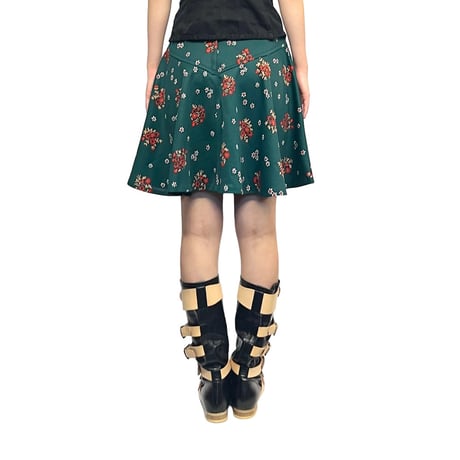 【USED】60's-70's Spinney RETRO FLOWER PATTERN MINI SKIRT GREEN