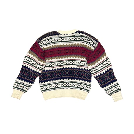 【USED】80's Eddie Bauer PATTERNED COTTON KNIT SWEATER