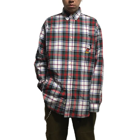 【USED】90'S DISNEY MICKEY CHECK SHIRT