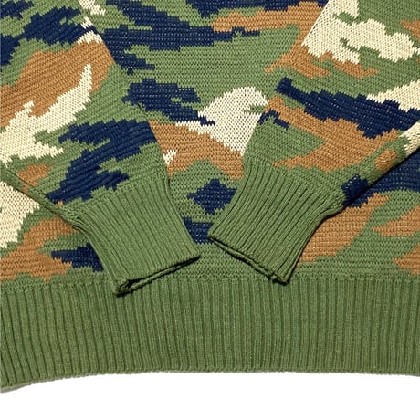 【USED】90'S STUSSY CAMO KNIT SWEATER