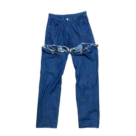 【USED】90'S VIVIENNE WESTWOOD "CUT AND SLASH" GARTERBELTS JEANS