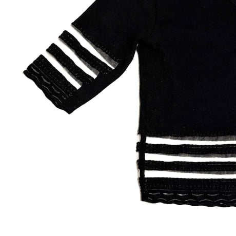 【USED】80's BRAND NEW SHEER BORDER S/S KNIT