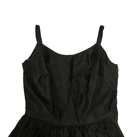 【USED】70's ORGANDY BLACK DRESS