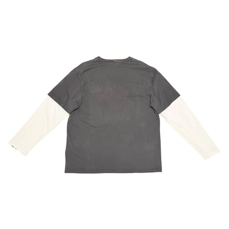 【USED】00's NIKE Layered Sleeve Swoosh T-shirt Charcoal × Off-White