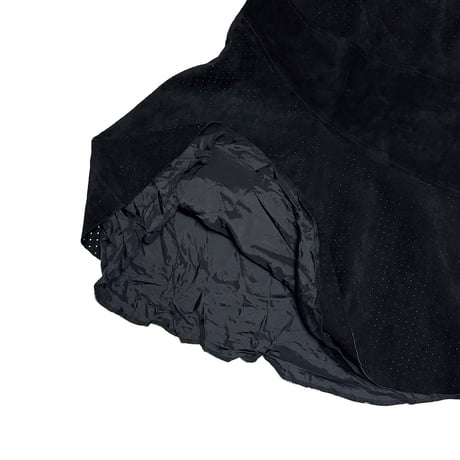 【USED】00's Hougnton's Asymmetrical Perforated Suede Leather Skirt