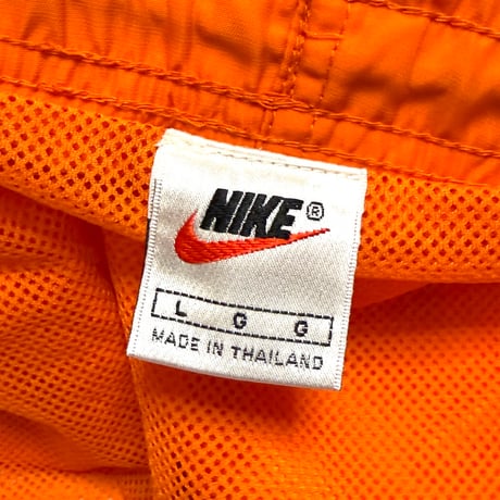【USED】90's NIKE Side Tape Swim Shorts Hi-Vis Orange