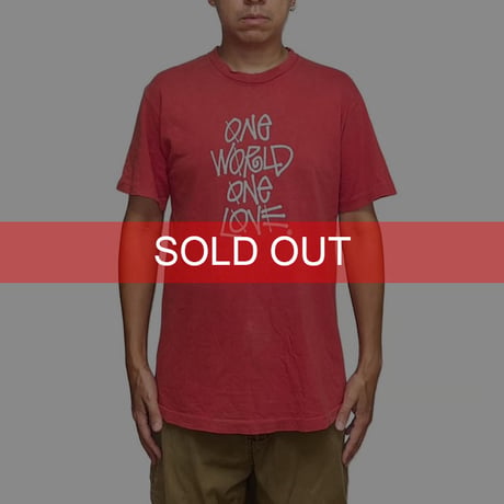 【USED】90's STUSSY ONE WORLD ONE LOVE T-SHIRT