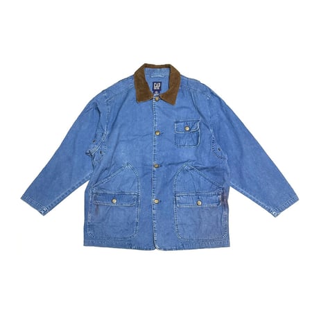 【USED】90's OLD GAP LEATHER COLLAR COVERALL JACKET