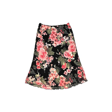 【USED】00's WATERCOLOR FLOWER PATTERN CIFFON SKIRT