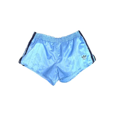 【USED】80's adidas RUNNING SHORTS PINSTRIPE SKY BLUE MADE IN WEST GERMANY