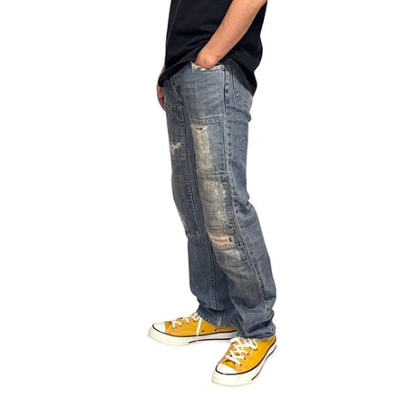 【USED】90's HYSTERIC GLAMOUR KINKY JEANS Heritage Distressed Repair Denim Pants
