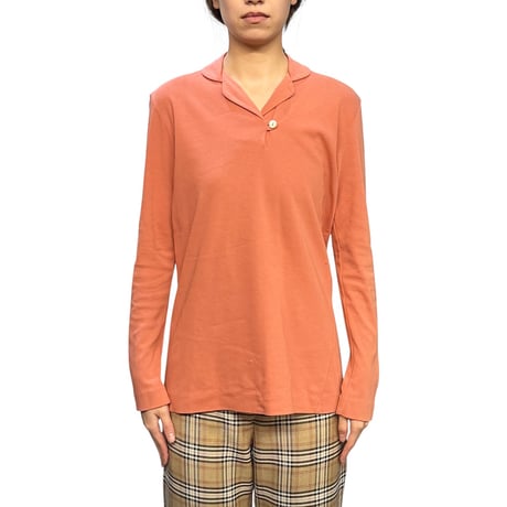 【USED】JIL SANDER+ Open Collar Long Sleeve Top Terracotta Orange
