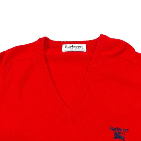 【USED】90'S BURBERRYS V-NECK LAMBSWOOL SWEATER