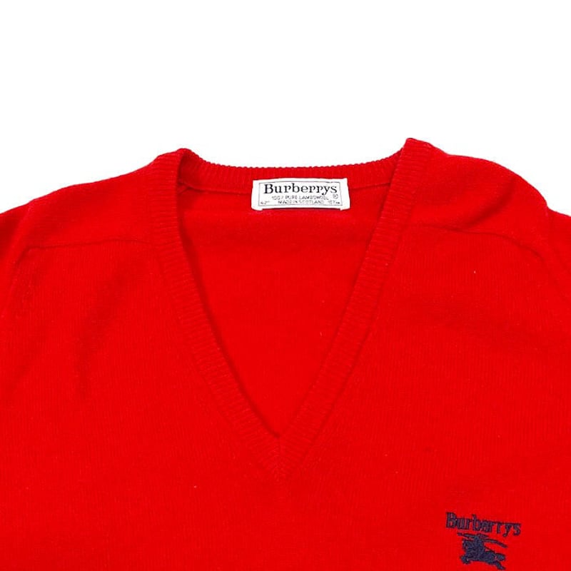 USED】90'S BURBERRYS V-NECK LAMBSWOOL SWEATER |