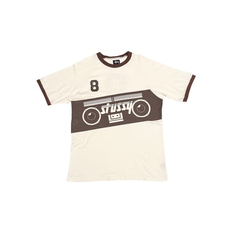 【USED】90's-00's STUSSY Boombox Graphic Ringer T-shirt