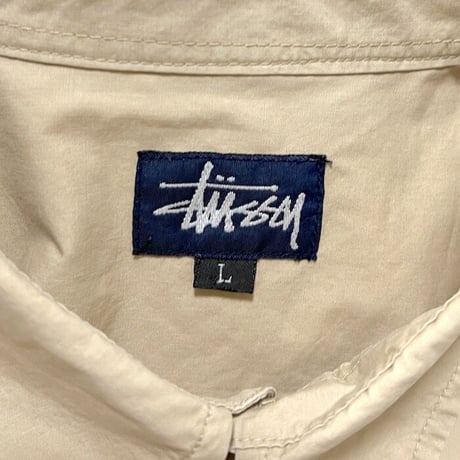 【USED】90'S-00'S STUSSY LINE SHIRT BEIGE × NAVY