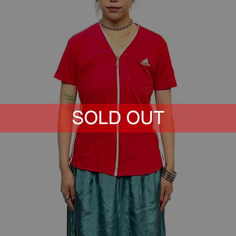 【USED】90'S BOOTLEG adidas ZIP UP V-NECK T-SHIRT
