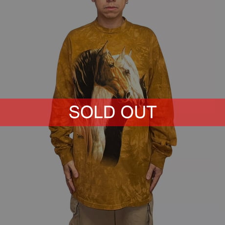 【USED】00's THE MOUNTAIN Triple Horse Tie-Dye Long Sleeve T-Shirt