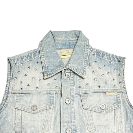 【USED】90's-00's VERSACE JEANS COUTURE Starfish Studded Denim Vest