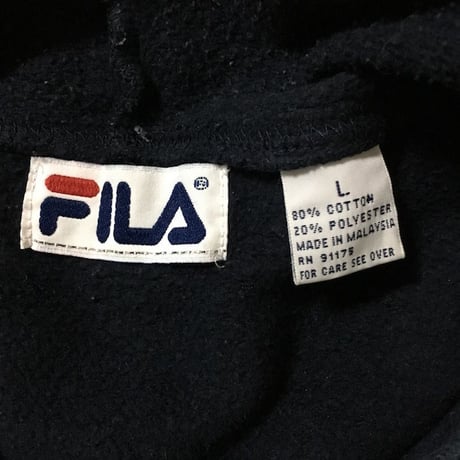 【USED】90'S FILA EMBROIDERY HOODIE NAVY