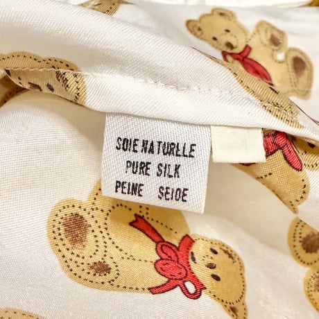 【USED】90's Liz Claiborne Teddy Bear Parade Pure Silk Sleeping Shirt