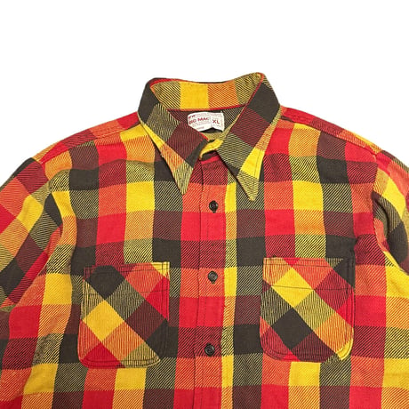【USED】70's BIG MAC JC Penney BLOCK CHECK HEAVY FLANNEL SHIRT