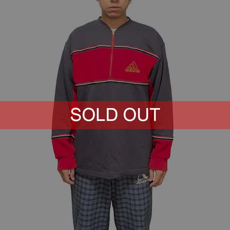 【USED】90'S ADIDAS PERFORMANCE LOGO HALF ZIP SWEATSHIRT