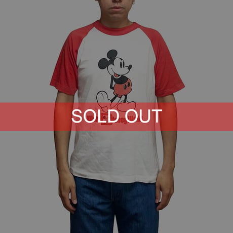 【USED】80's Walt Disney World MICKEY MOUSE RAGLAN T-SHIRT