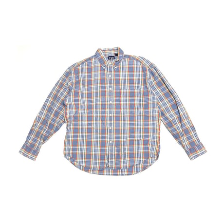 【USED】90's OLD GAP PLAID B.D. SHIRT SKY BLUE